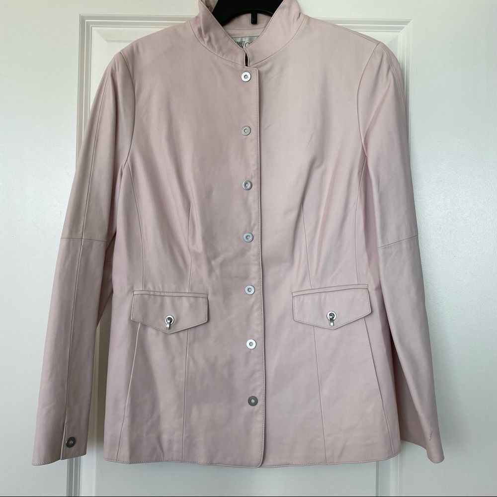 Worth Leather Jacket with Mandarin Collar